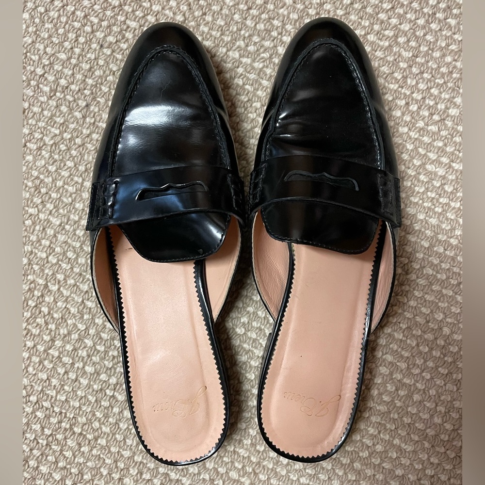Black J Crew Penny loafer mules. Size 8.5.